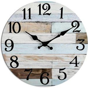 Wall Clock - 10 Inch Silent Non-Ticking Wooden Clocks Battery Operated - Rustic